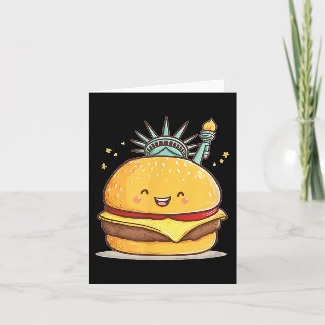Awesome Liberty Statue Burger Costume For Boys And Card (Front)