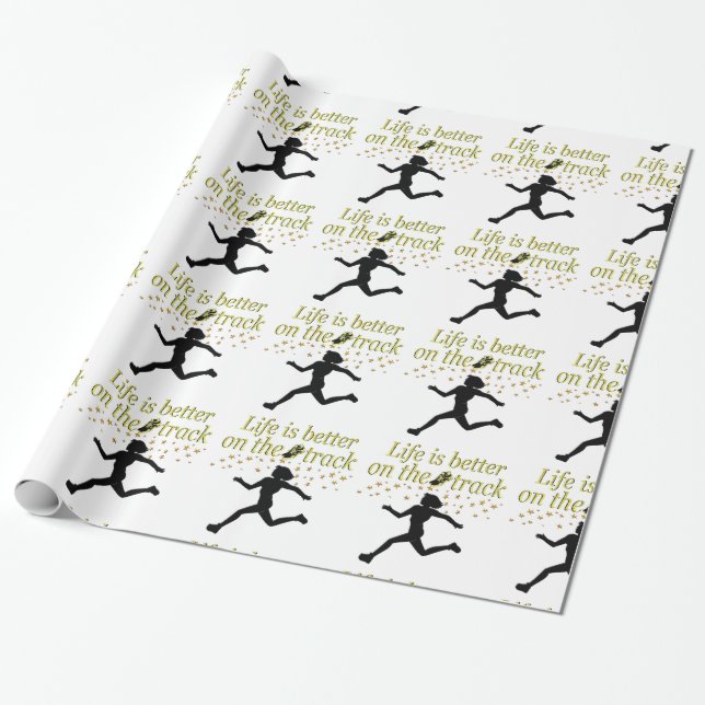 AWESOME LIFE IS BETTER ON THE TRACK DESIGN WRAPPING PAPER (Unrolled)
