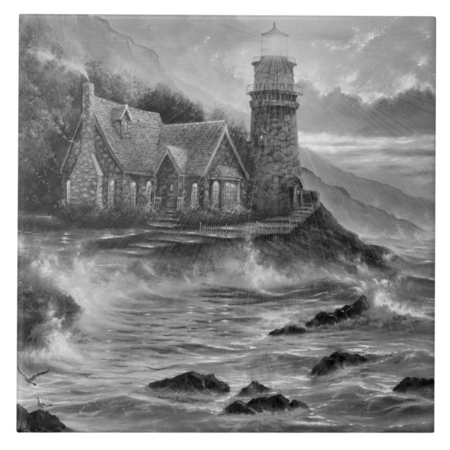 Awesome Lighthouse  Ceramic Tile (Front)