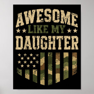 Awesome Like Daughter Camo Usa Flag Fathers Day Poster