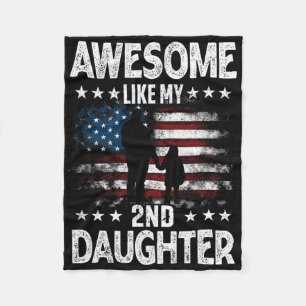 Awesome Like My 2nd Daughter Retro Usa Flag Father Fleece Blanket