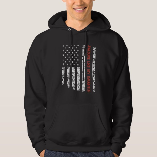 Awesome Like My Daughter American Flag Father's Da Hoodie (Front)