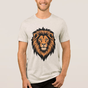 Awesome Lion Head Tattoo Style Tri-Blend Shirt