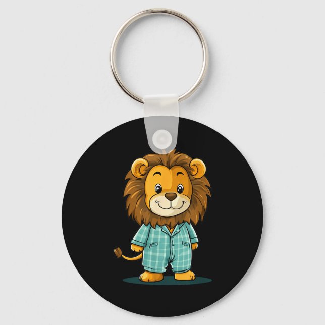 Awesome Lion In Pajama For Funny Animal Sleepwear  Key Ring (Front)