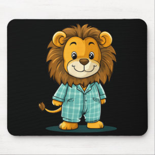 Awesome Lion In Pajama For Funny Animal Sleepwear Mouse Pad