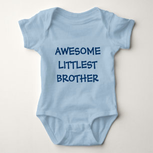 AWESOME LITTLEST BROTHER Blue Baby Outfit Baby Bodysuit