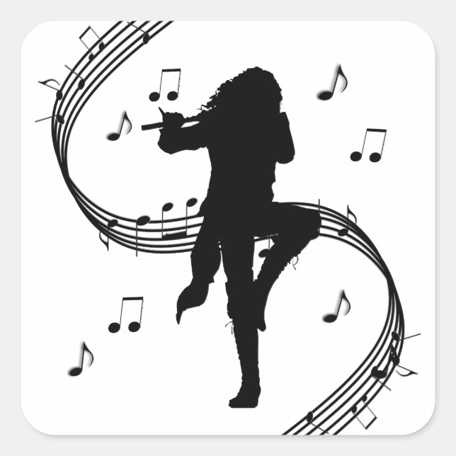 Awesome Lone Flute Player Music  Square Sticker (Front)