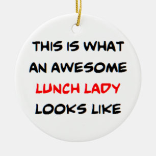 awesome lunch lady ceramic ornament