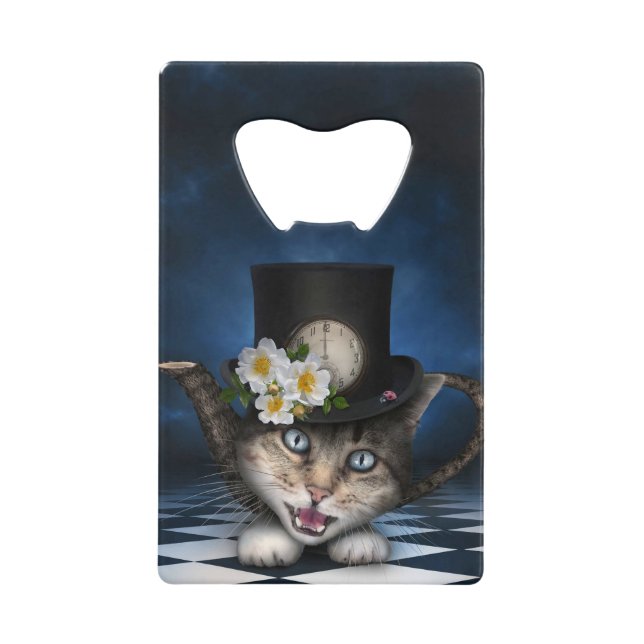 Awesome Mad Hatter Teapot Cat Whimsical Design (Front)