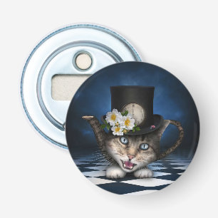 Awesome Mad Hatter Teapot Cat Whimsical Design Bottle Opener
