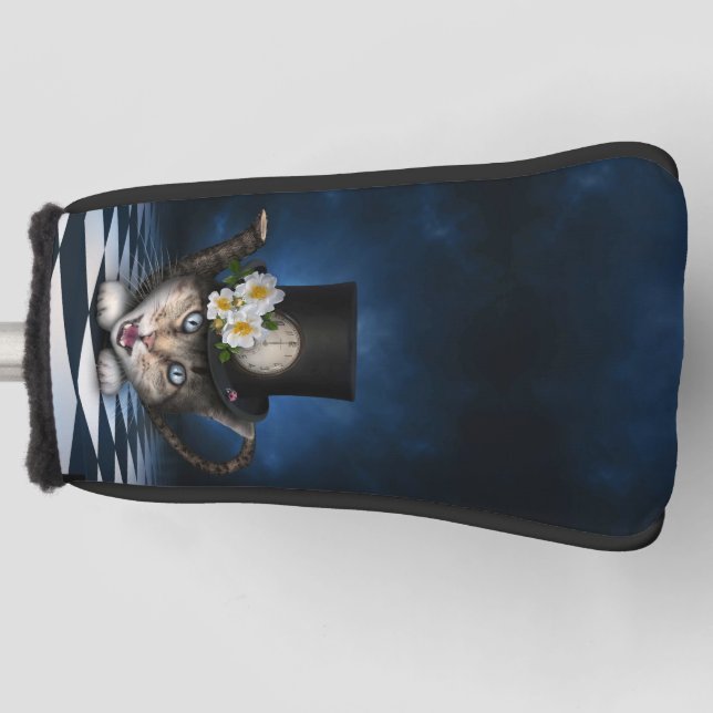 Awesome Mad Hatter Teapot Cat Whimsical Design Golf Head Cover (Front)