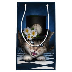 Awesome Mad Hatter Teapot Cat Whimsical Design Small Gift Bag