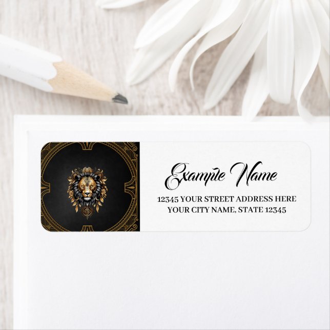 Awesome majestic lion return address label (Insitu)