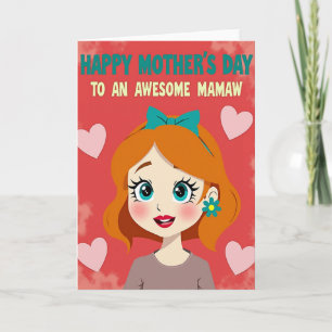 Awesome Mamaw Teal Bow Card
