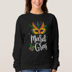 Awesome Mardi Gras Celebration Beads Mask Feathers Sweatshirt