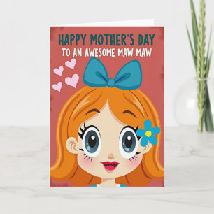 Awesome Maw Maws Day Teal Art Card