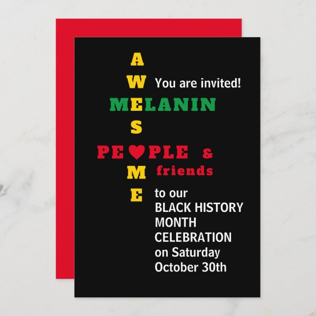 Awesome Melanin Black History Month Invitation (Front/Back)