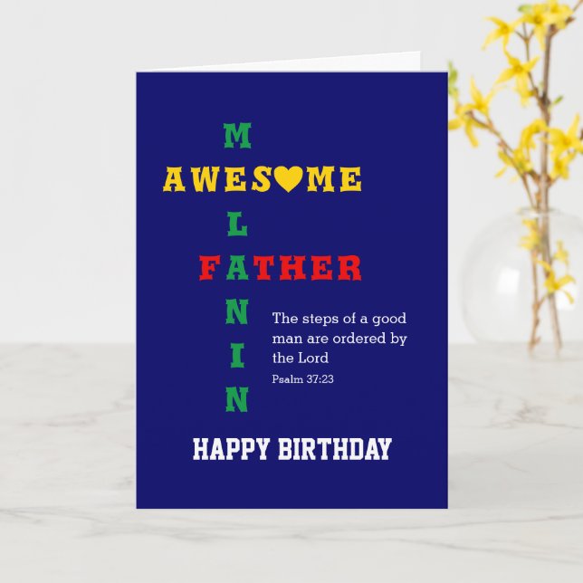 Awesome Melanin Father Christian Happy Birthday Card (Yellow Flower)