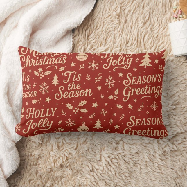 Awesome Merry Christmas phrase pattern Lumbar Cushion (Blanket)