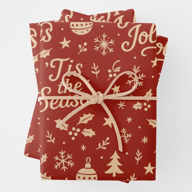 Awesome Merry Christmas phrase pattern Wrapping Paper Sheet (In situ)
