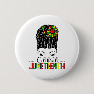 Awesome Messy Bun Juneteenth Celebrate 1865 June 1 6 Cm Round Badge