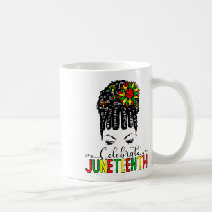 Awesome Messy Bun Juneteenth Celebrate 1865 June 1 Coffee Mug
