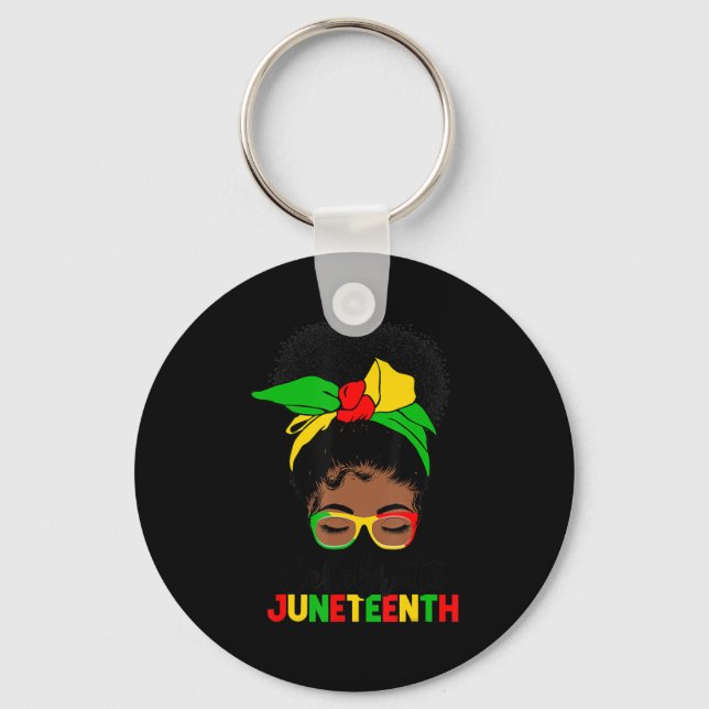 Awesome Messy Bun Juneteenth Celebrate 1865 June 1 Key Ring (Front)
