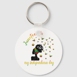 Awesome Messy Bun Juneteenth Celebrate 19th June Key Ring