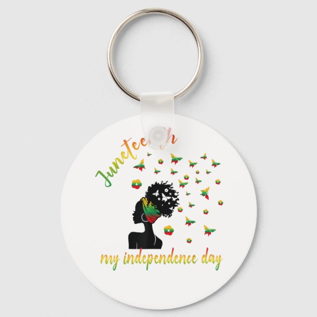 Awesome Messy Bun Juneteenth Celebrate 19th June Key Ring (Front)