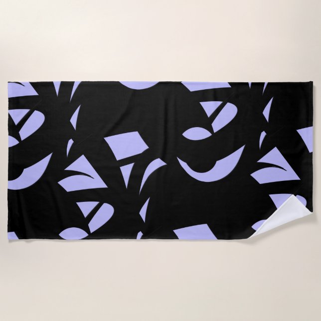 Awesome Modern Art  Black and Lavender Beach Towel (Front)