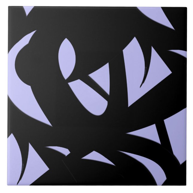 Awesome Modern Art  Black and Lavender Ceramic Tile (Front)