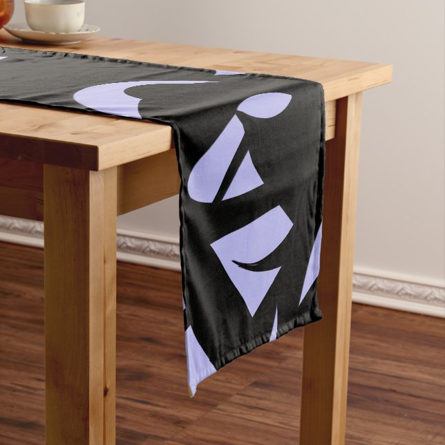 Awesome Modern Art  Black and Lavender Long Table Runner (In Situ)