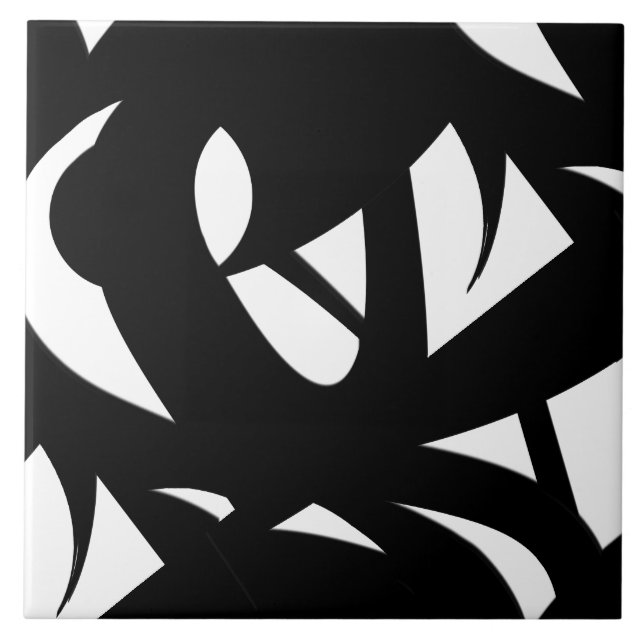 Awesome Modern Art  Black and White Ceramic Tile (Front)