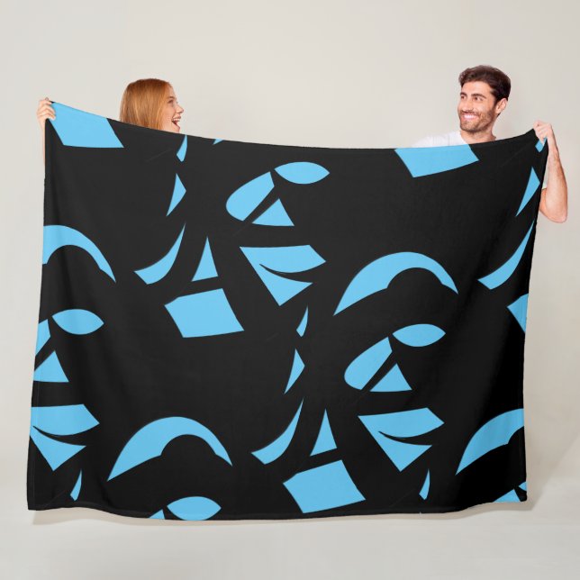 Awesome Modern Art Blue / Black Fleece Blanket (In Situ)