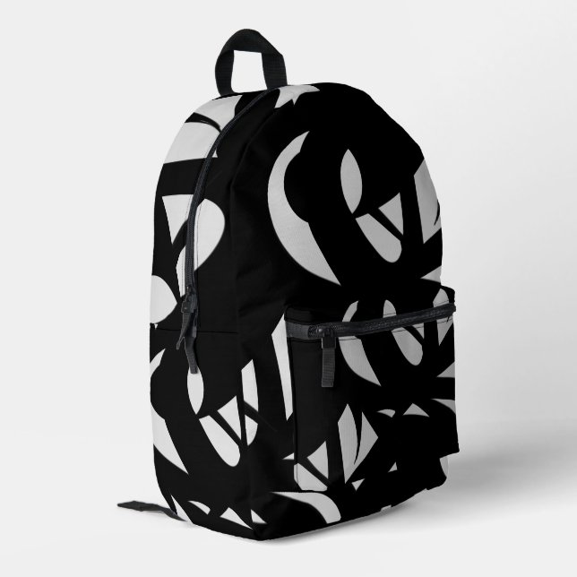 Awesome Modern Art Grey / Black Printed Backpack (Back Corner Left)