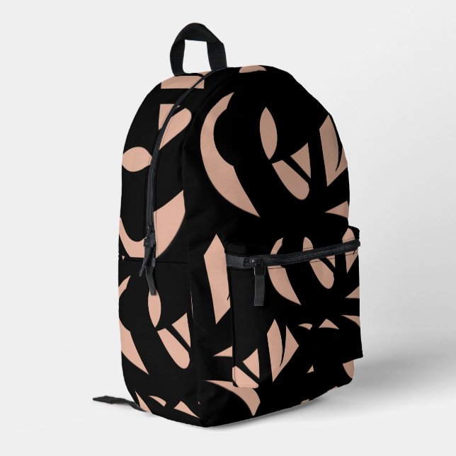 Awesome Modern Art Peach  / Black Printed Backpack (Back Corner Left)