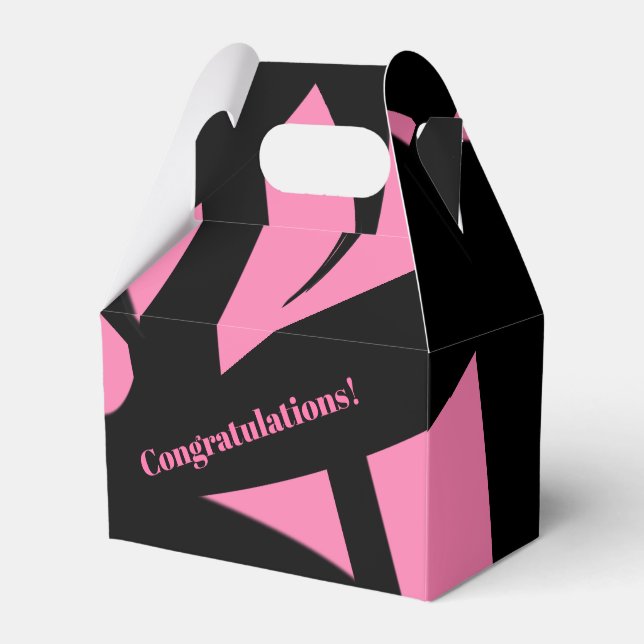 Awesome Modern Art Pink / Black Favour Box (Front Side)