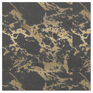 Awesome modern faux gold glitter black marble fabric