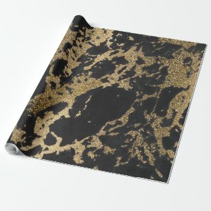 Awesome modern faux gold glitter black marble wrapping paper