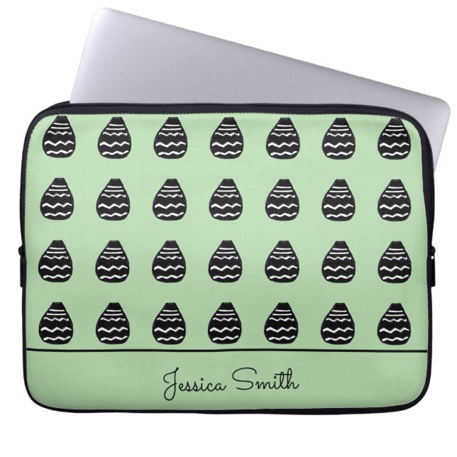 Awesome Modern Green and Black Pattern  Laptop Sleeve (Front)