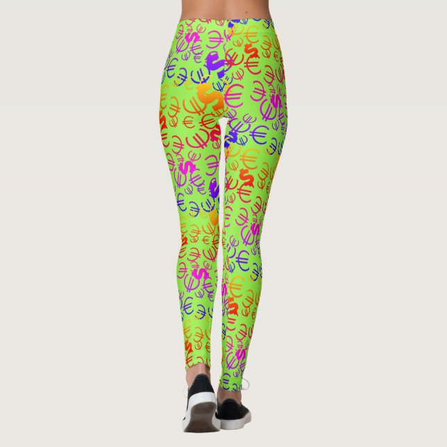 Awesome Money Euro Dollars Pattern Leggings (Back)