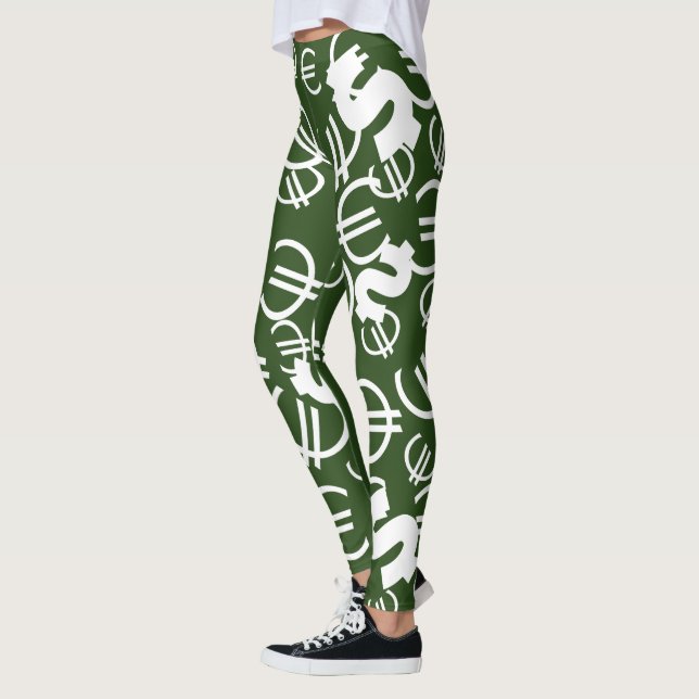 Awesome Money Euro Dollars Pattern Leggings (Left)