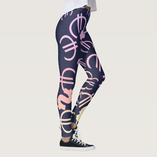 Awesome Money Euro Dollars Pattern Leggings (Right)