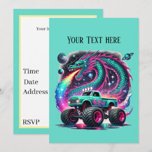 Awesome monster truck boys Birthday party Invitation