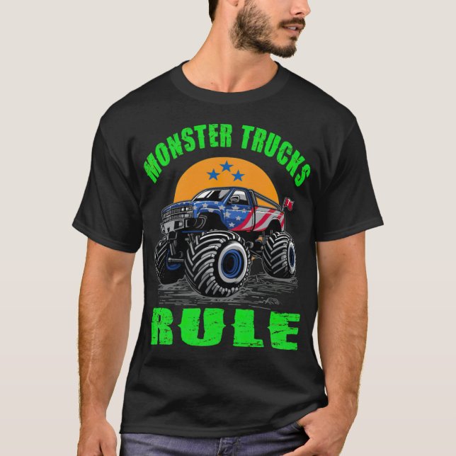 Awesome Monster trucks rule funny yoga clothing al T-Shirt (Front)
