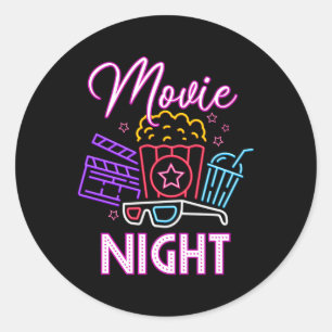 Awesome Movie Py Movie Movie Night Classic Round Sticker