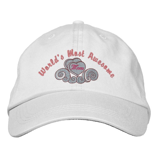 Awesome Mum Hearts Embroidered Hat (Front)