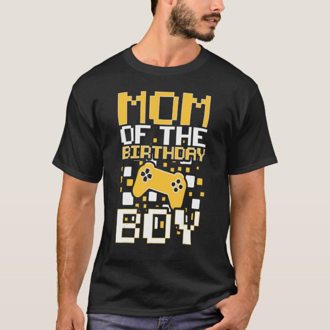 Awesome Mum Of The Birthday Boy Video Game Control T-Shirt (Front)