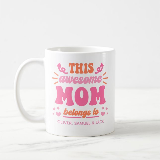 Awesome Mum Pink Orange Coffee Mug (Left)