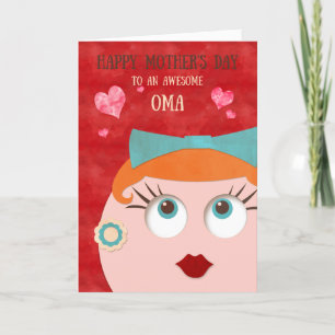 Awesome Mum Retro Gal Mother's Day for OMA Card